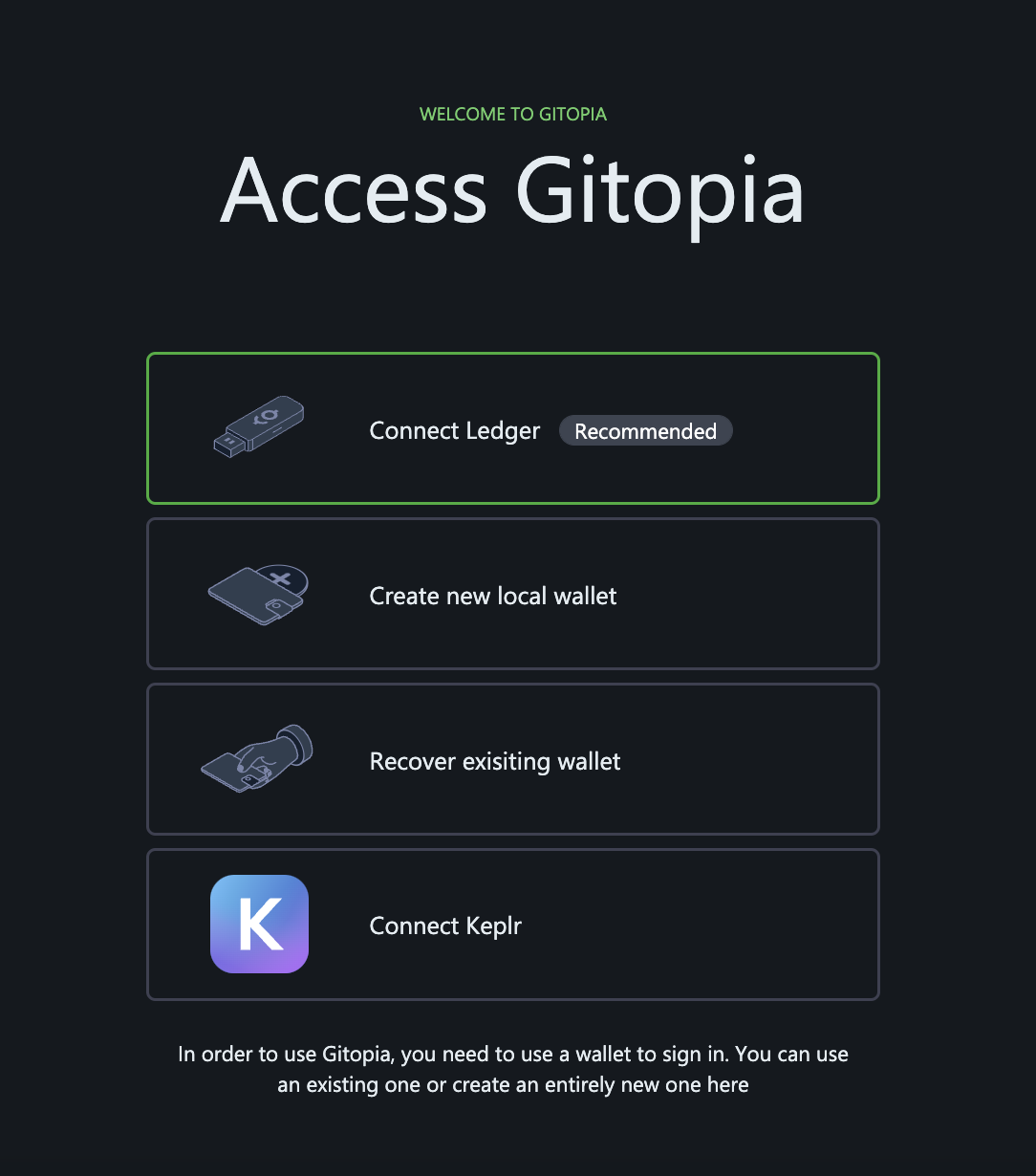 Gitopia Web(Local) Wallet | Gitopia